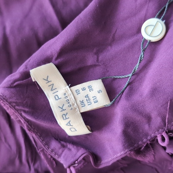 ASOS / Dark Pink - cut out midi tea dress w. Sheer sleeves - NWT - Picture 4 of 6